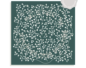 Branches SVG DIGITAL STENCIL- Branch Filigree Cut Files Svg Dxf Studio3 Png Christmas Holly template Tiny Flowers Overlay Silhouette Cricut