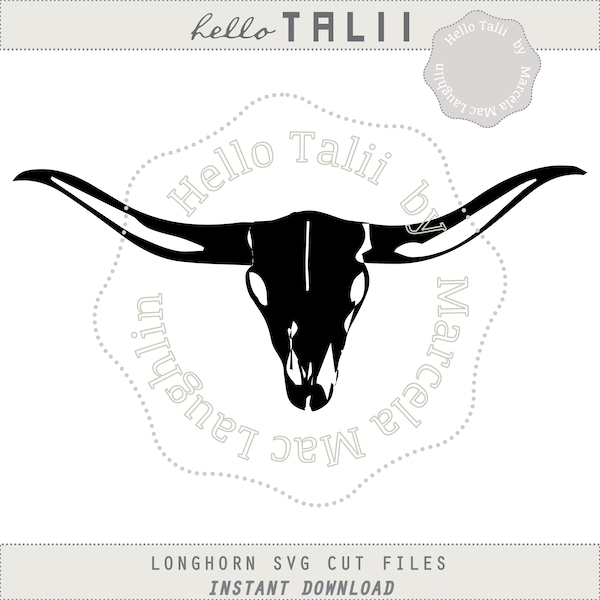 LONGHORN SKULL SVG Cut files- Bull Head Cow Skull Cattle Horns Vector files Svg + Dxf + Png + Eps for Silhouette Cricut Laser Cut Template