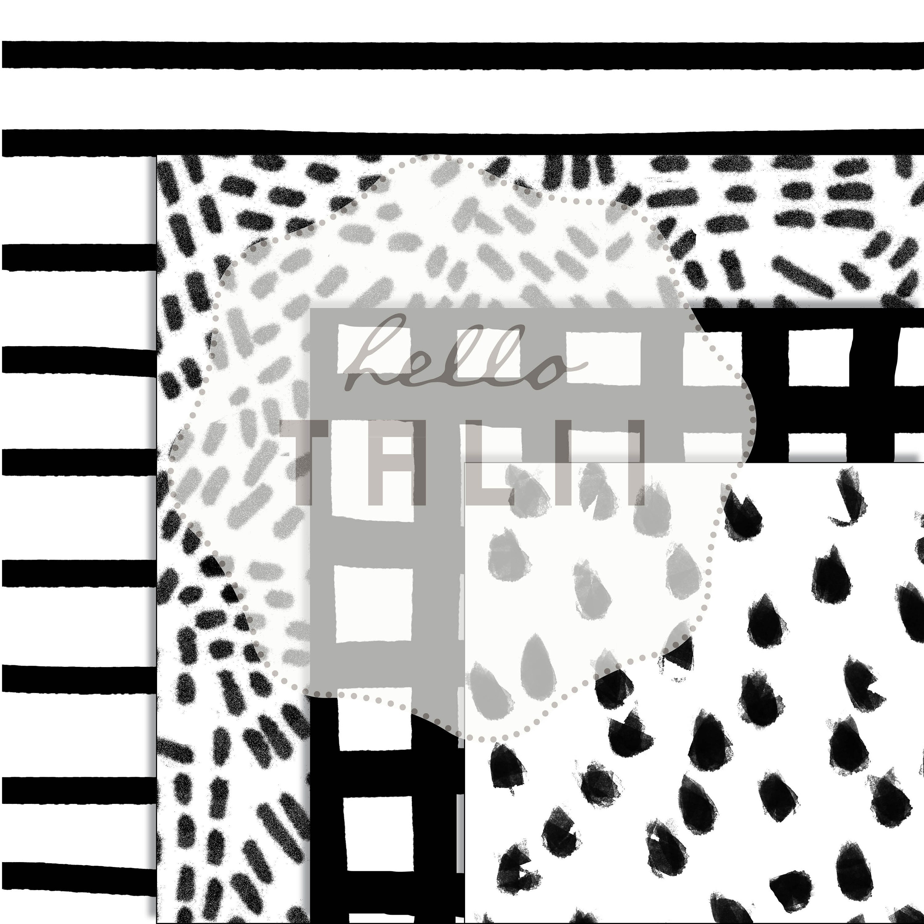 BLACK and WHITE Hand Drawn Digital Paper- Black and White Doodles ...