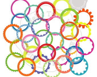 May include: A set of 18 colorful round frames with different decorative edges. The frames are perfect for adding a touch of whimsy to your crafts and projects.