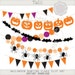 Halloween Clipart HALLOWEEN Bunting Flags and Banners- Clipart flags Halloween decor pumpkins spiders bats wreath orange black garland 