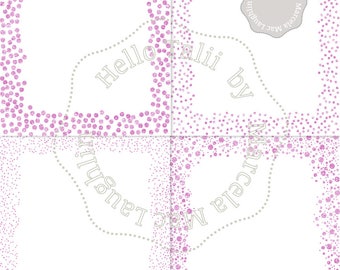 Pink Glitter Confetti Frames Clip Art + Digital Papers- Pink Instagram Feed borders + White papers Party Overlays for Cards Girls Decor