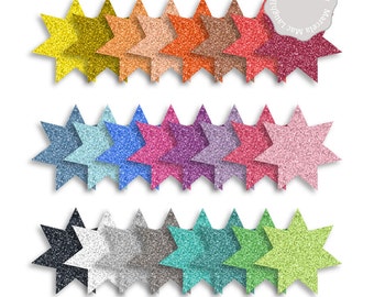 Glitter Stars CLIPART- 24 Stars in Rainbow Colors Sparkling Background Sparkle Stars Clip art for Christmas Embellishment Cards Tags