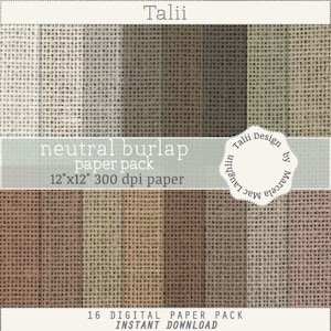 Burlap Digital Paper BURLAP PAPER- 16 rustic wedding natural color textures neutral  paper white jute black burlap grey burlap beige burlap