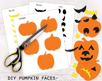 DIY Jack O Lantern Face Clip Art – Halloween Pumpkin Decor (PNG + PDF)