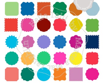 SQUARE and ROUND Frames SVG Cut Files- 30 Digital Square Circular Rounded Scalloped Labels Tags and Frames Svg + Eps Vector + Dxf + Png