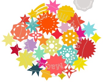 Stars SVG- Christmas Stars DIGITAL Cutting Files: Svg + Eps + Dxf + Png - Party Decorations Clipart DIY Garlands Cards Silhouette Cricut