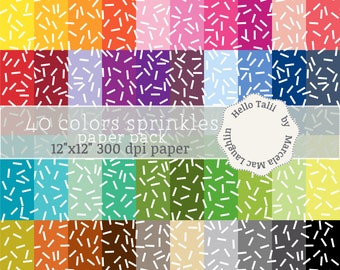 Sprinkles DIGITAL PAPER- Rainbow Sprinkles Backgrounds bright and pastel colors for Baby Shower Invitations Candy Party Paper Confetti Sugar