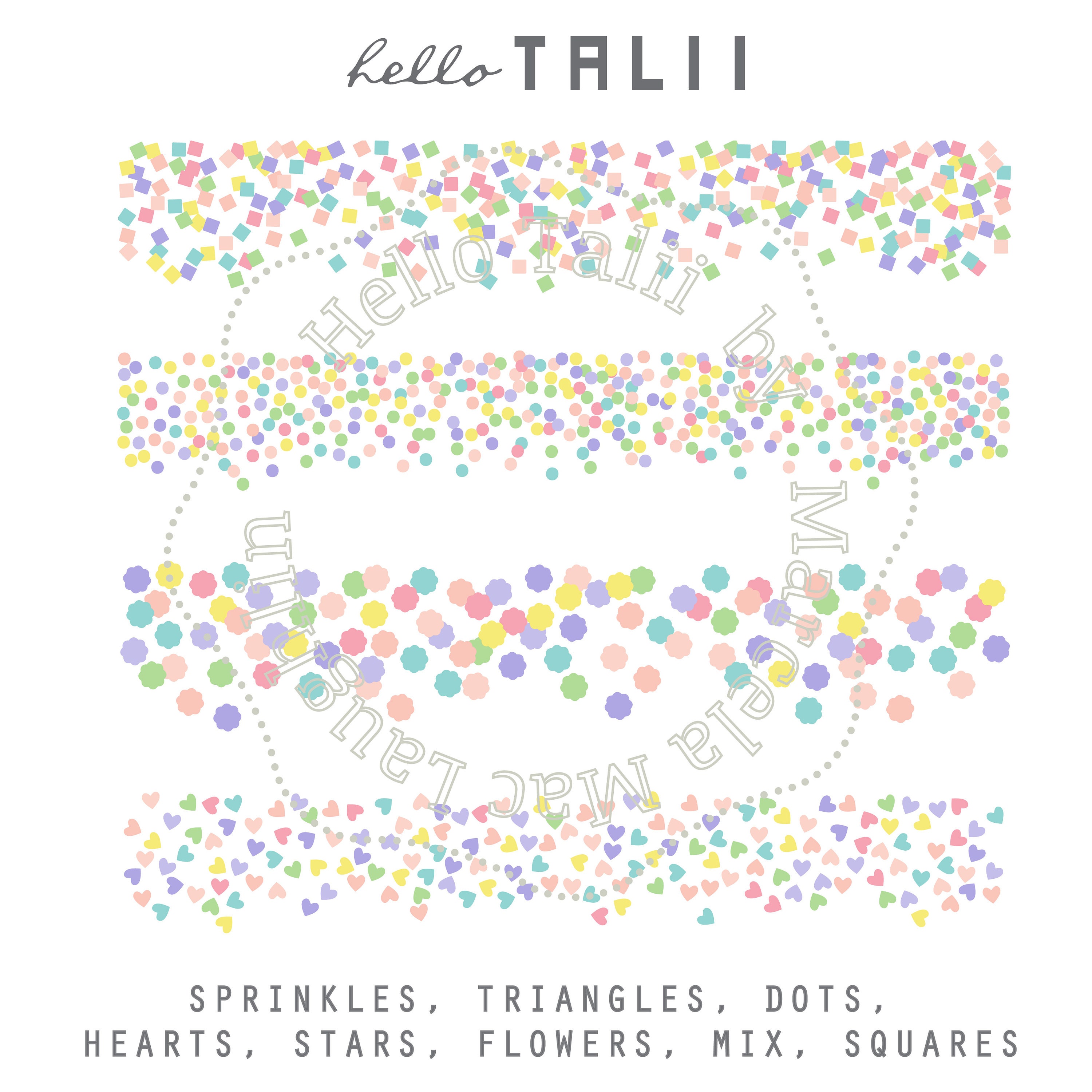 RAINBOW PASTEL Confetti Borders Clip Art 8 Digital Borders Etsy