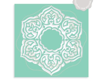 Mandala DIGITAL Stencil SVG Cut file + Clipart- Decorative Indian Arabesque Flower template Svg Dxf Studio3 Png DIY round stencil Home Decor