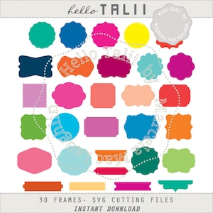 Frames SVG Cut Files BUNDLE- 30 DIGITAL Frames Labels Tags Svg + Eps + Dxf + Png for Silhouette and Cricut Vintage Shapes Die Cut files