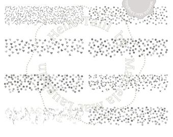 SILVER GLITTER CONFETTI Borders Clip Art- 8 Borders Silver confetti Sprinkles Stars Hearts Dots Triangles Squares for New Year's Eve Party