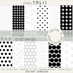 CIRCULOS Papel digital y Capas transparentes- Circulos o Lunares minimalistas Finas lineas negras sobre fondo blanco y transparente