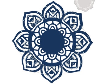 SVG MANDALA FLOWER Cut files- Svg + Eps + Png + Dxf files for Silhouette and Cricut Exotic Floral Embellishment Hand drawn Digital Flower