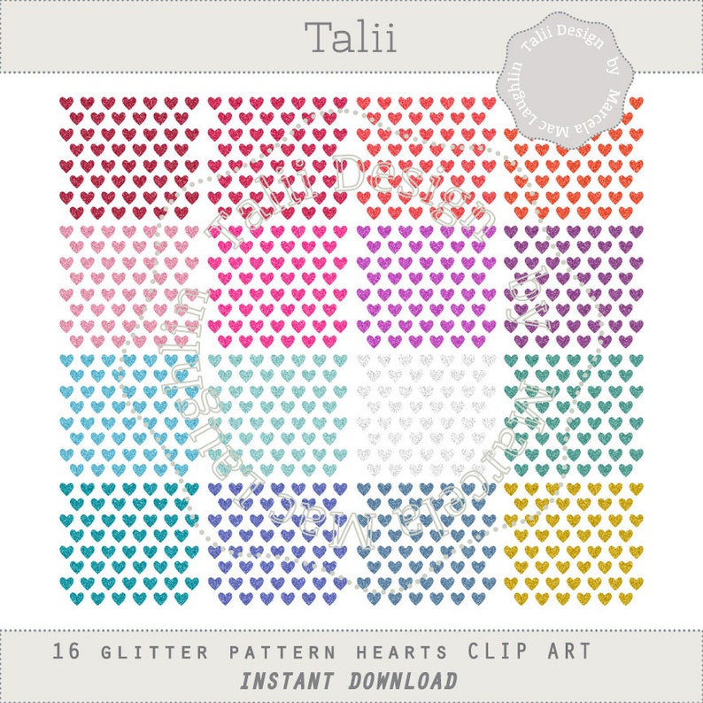 Glitter HEARTS Clipart BUNDLE Digital Valentine Day Clip Art - Etsy