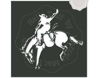 BRONCO STENCIL SVG Cut files- Rodeo Bronco Rider Stencil Svg + Dxf + Png + Eps for Silhouette Cricut Bucking Horse Cowboy Laser Cut Template