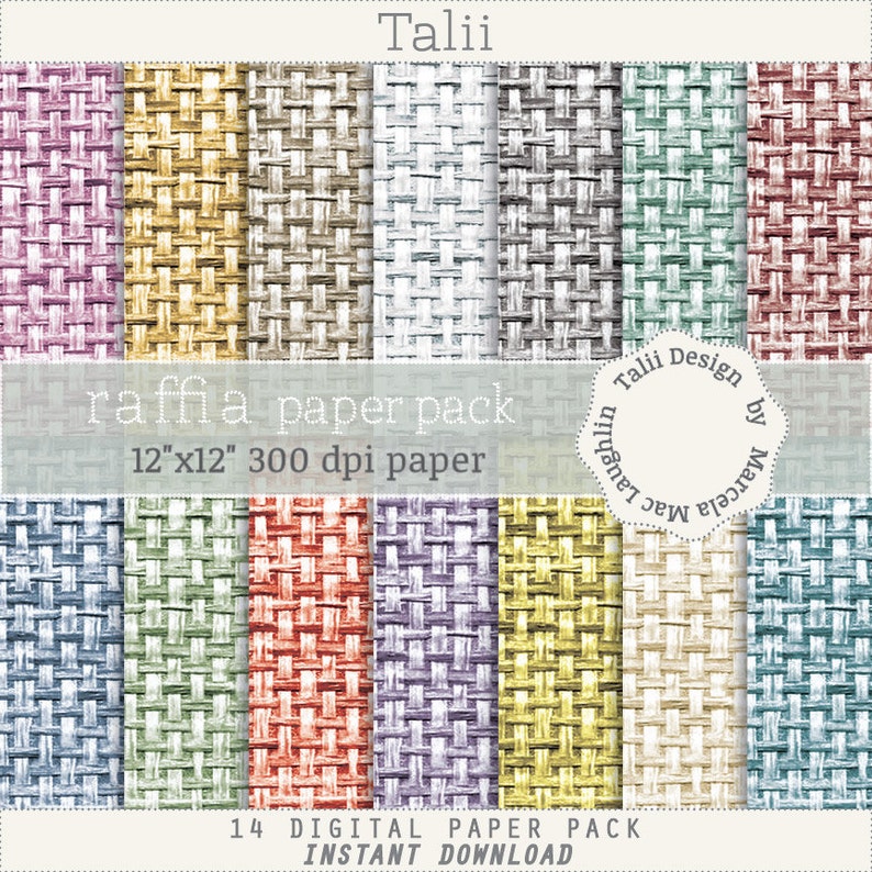 Raffia Texture DIGITAL PAPER PACK 14 pages of summer Etsy