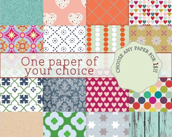 ONE PAPER of your Choice for 1 DOLLAR- Choose 1 pattern or texture paper of any of the paper packs in the shop for one dollar