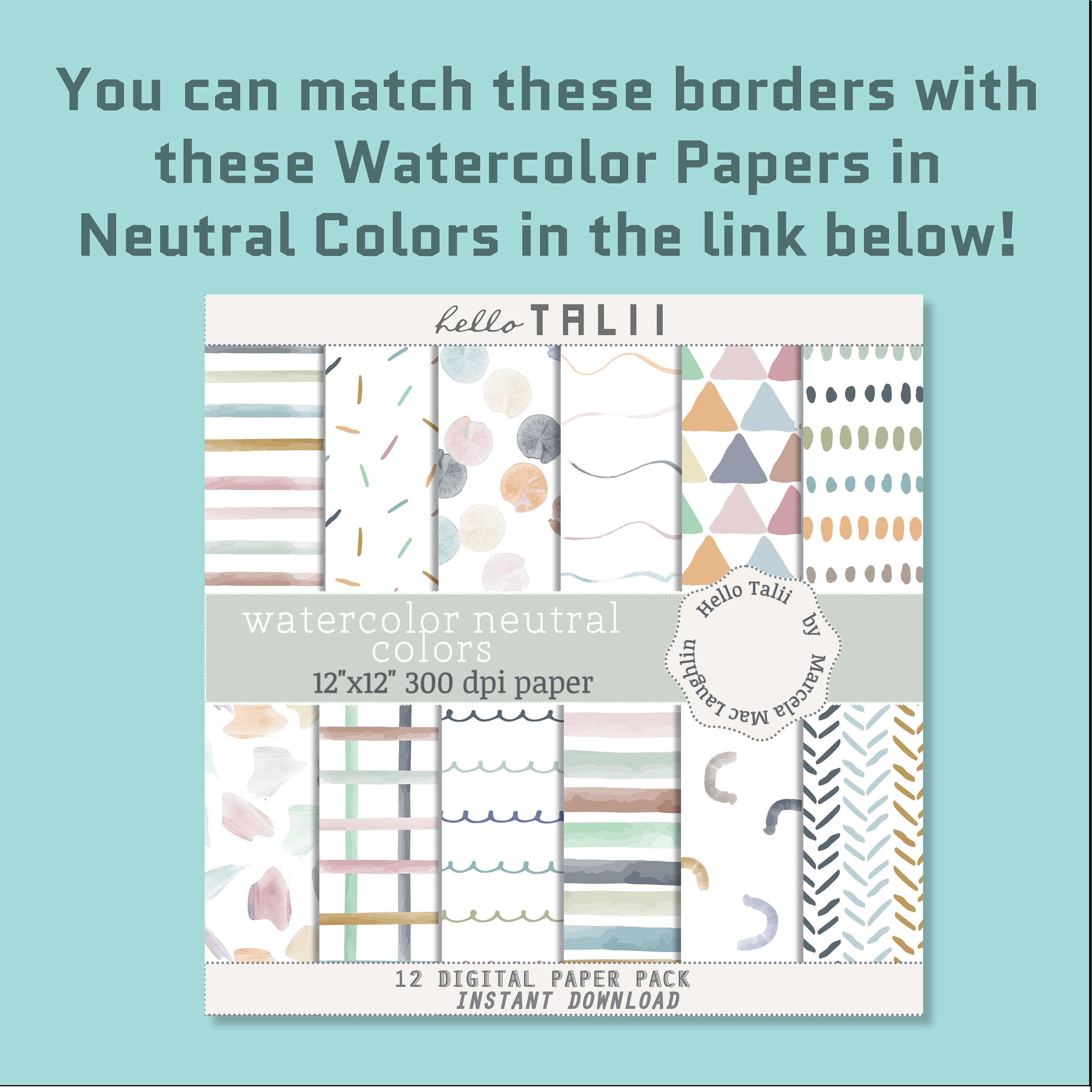 Neutral Border Graphics WATECOLOR NEUTRAL BORDERS Clip Art- 45 Handpainted Borders Thick Thin ...