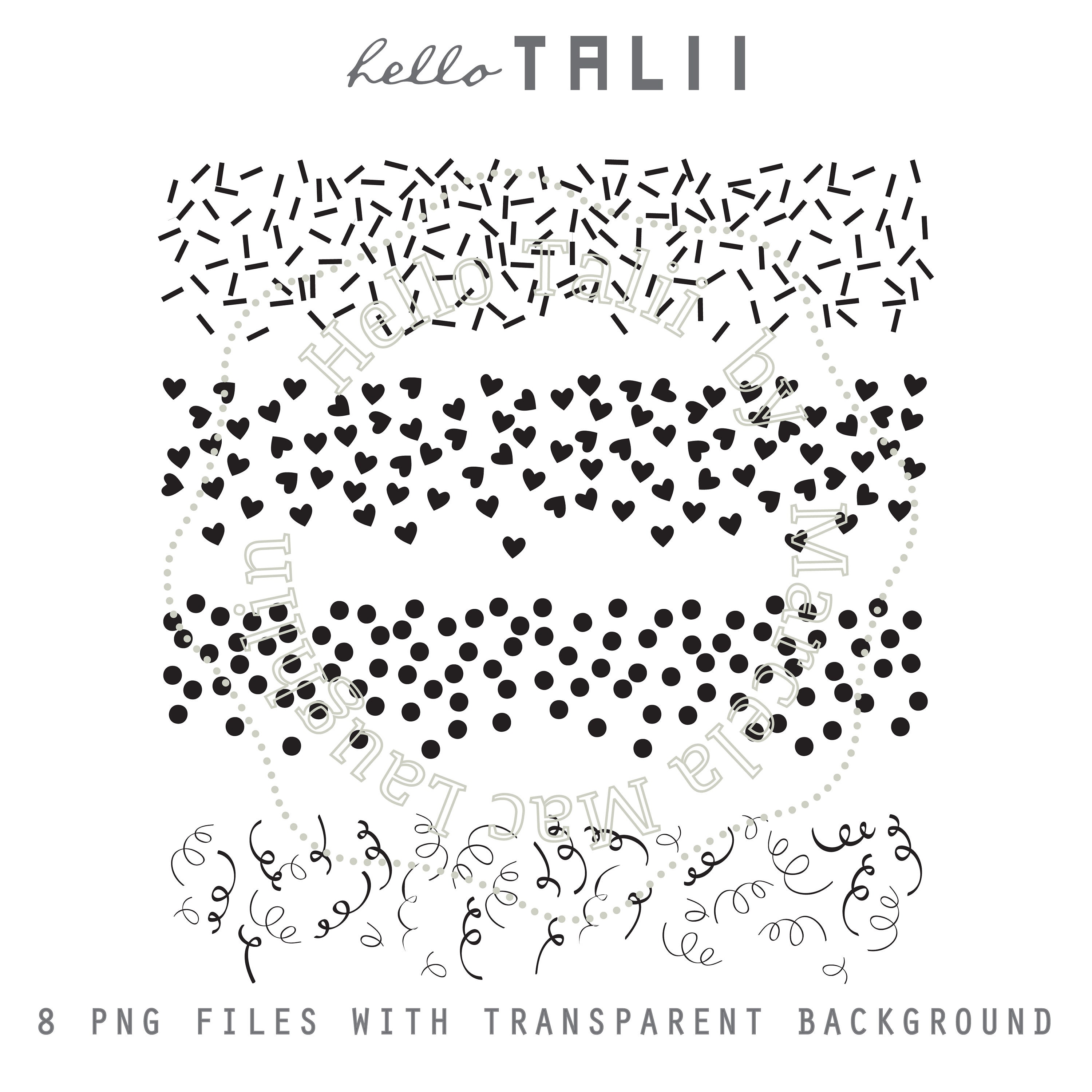 BLACK CONFETTI BORDERS Clip Art 8 Black Borders Overlays Etsy Australia