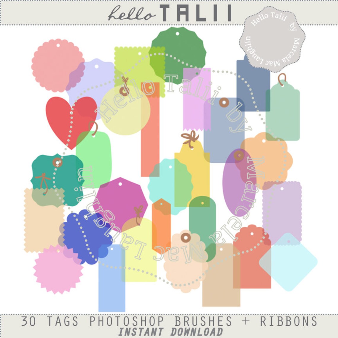Tags PHOTOSHOP BRUSHES- 30 Tags High Quality ABR File Digital Tags ...