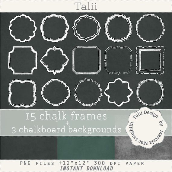 Chalkboard Frames Clipart HANDDRAWN FRAMES 3 CHALKBOARD Etsy