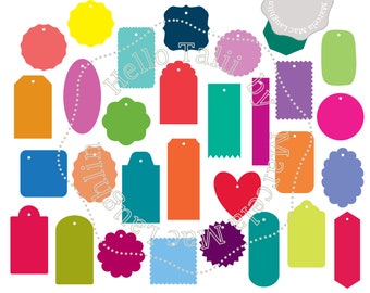 Tags SVG Cut Files- 30 Digital Tags or Labels Svg + Eps Vector + Dxf + Png Clip art Vintage Shapes Scallop Round Square Oval Gift Tags