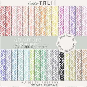 WATERCOLOR CHEVRON Digital Paper- Hand painted ZIGZAG stripes in watercolor Rainbow bright and pastel colors Chevron for cards Baby Shower