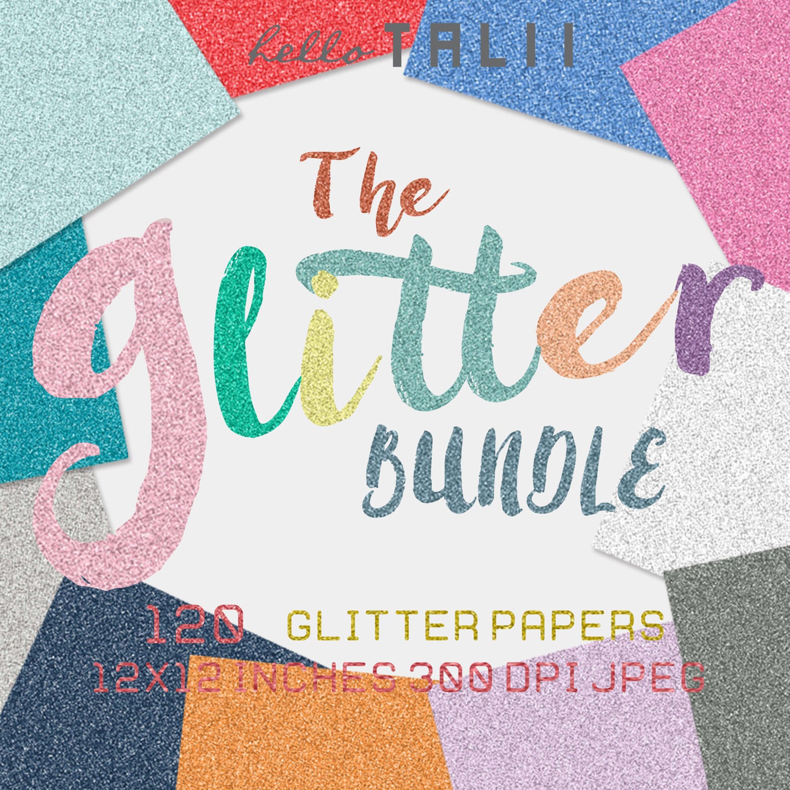 GLITTER PAPER BUNDLE 120 Digital Glitter Papers Multicolor Etsy