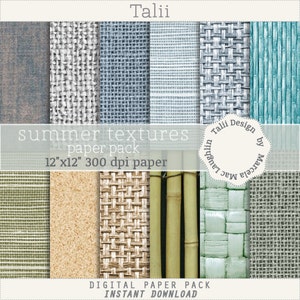 Summer Textures SUMMER DIGITAL PAPER- Beach textures: sand raffia bamboo straw linen burlap natural backgrounds, rustic wedding summer party