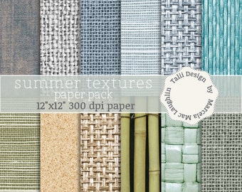 Summer Textures Digital Paper – Raffia, Bamboo, Linen (Digital Download)