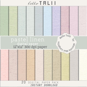 PASTEL LINEN Digital Paper- Linen Textures in soft pastel colors Fine Fabric Backgrounds x invitations cards bridal and baby shower weddings