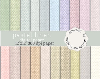 PASTEL LINEN Digital Paper- SEAMLESS Linen Textures in soft pastel colors Fine Fabric Backgrounds for invitations babyl showers weddings