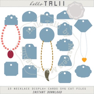 NECKLACE Cards SVG Cut Files BUNDLE- 15 Digital Necklace Display Cards Jewelry Display Necklace Packaging 15 shapes Svg+ Eps + Dxf+ Png