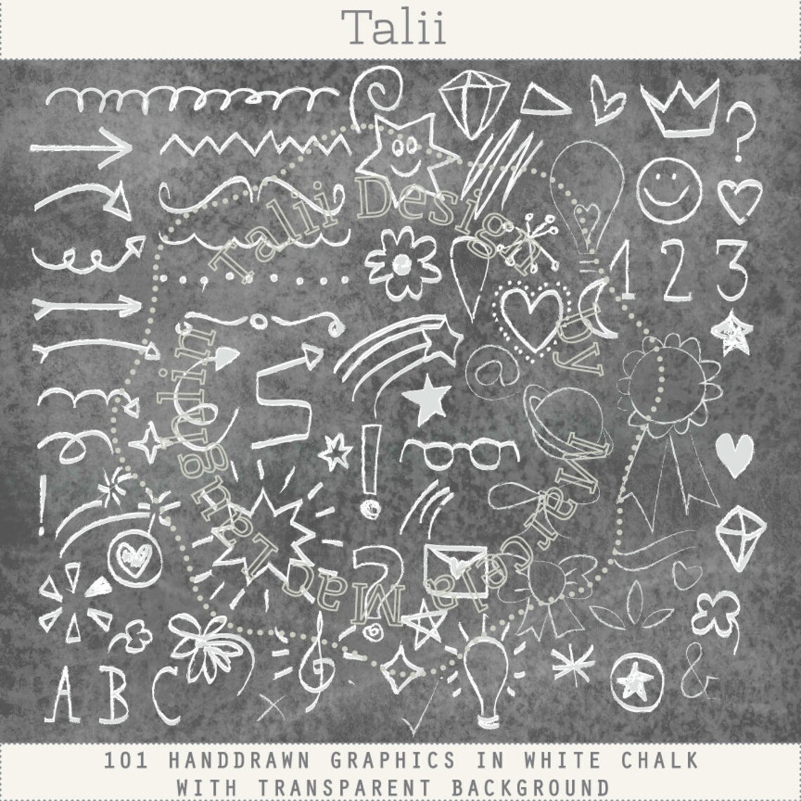 Chalkboard Doodles Clip Art 101 WHITE CHALK DOODLES 3 Etsy