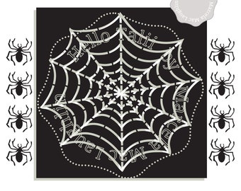 Spiderweb STENCIL + Spider Svg cut files- DIY Halloween Decor Spiderman Party Svg + Png + Dxf + Studio3 for Cricut Silhouette Cobweb