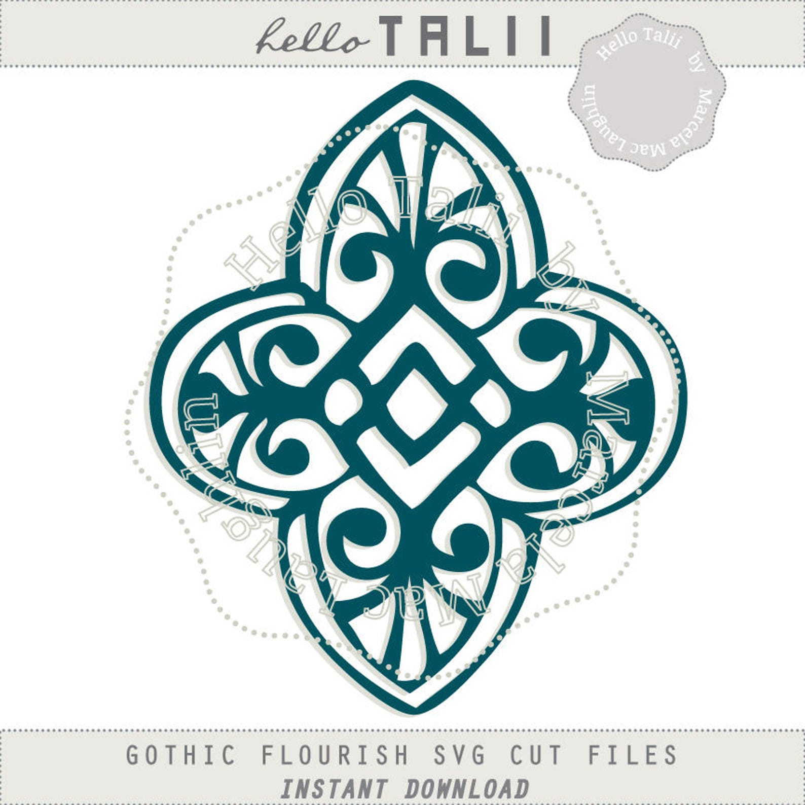 Gothic Flourish SVG Cut File Gothic Embellishment Hand Drawn Etsy