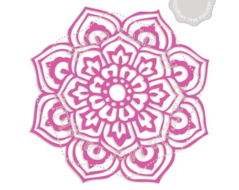 INDIAN FLOWER SVG Cut file- Mandala Embellishment Digital Round Flower Hand drawn Floral Template Die Cut Dxf Studio3 Png Silhouette Cricut