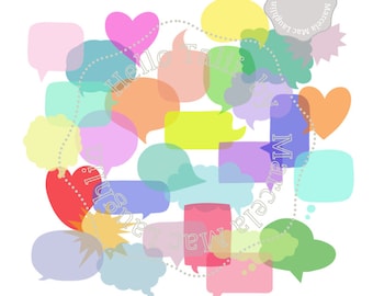 SPEECH BUBBLES Photoshop Brushes- 30 Speech Bubbles high quality ABR file Digital Thought and Speech Round cloud starburst hearts pointed
