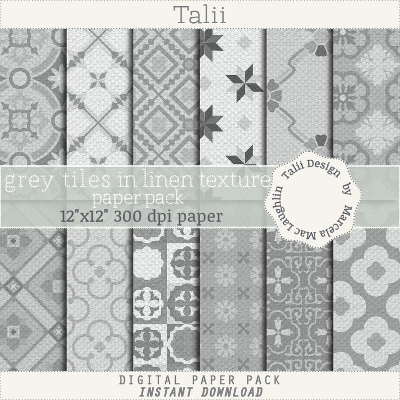 GREY LINEN Digital Paper Linen Textures With Tile Drawing Etsy UK