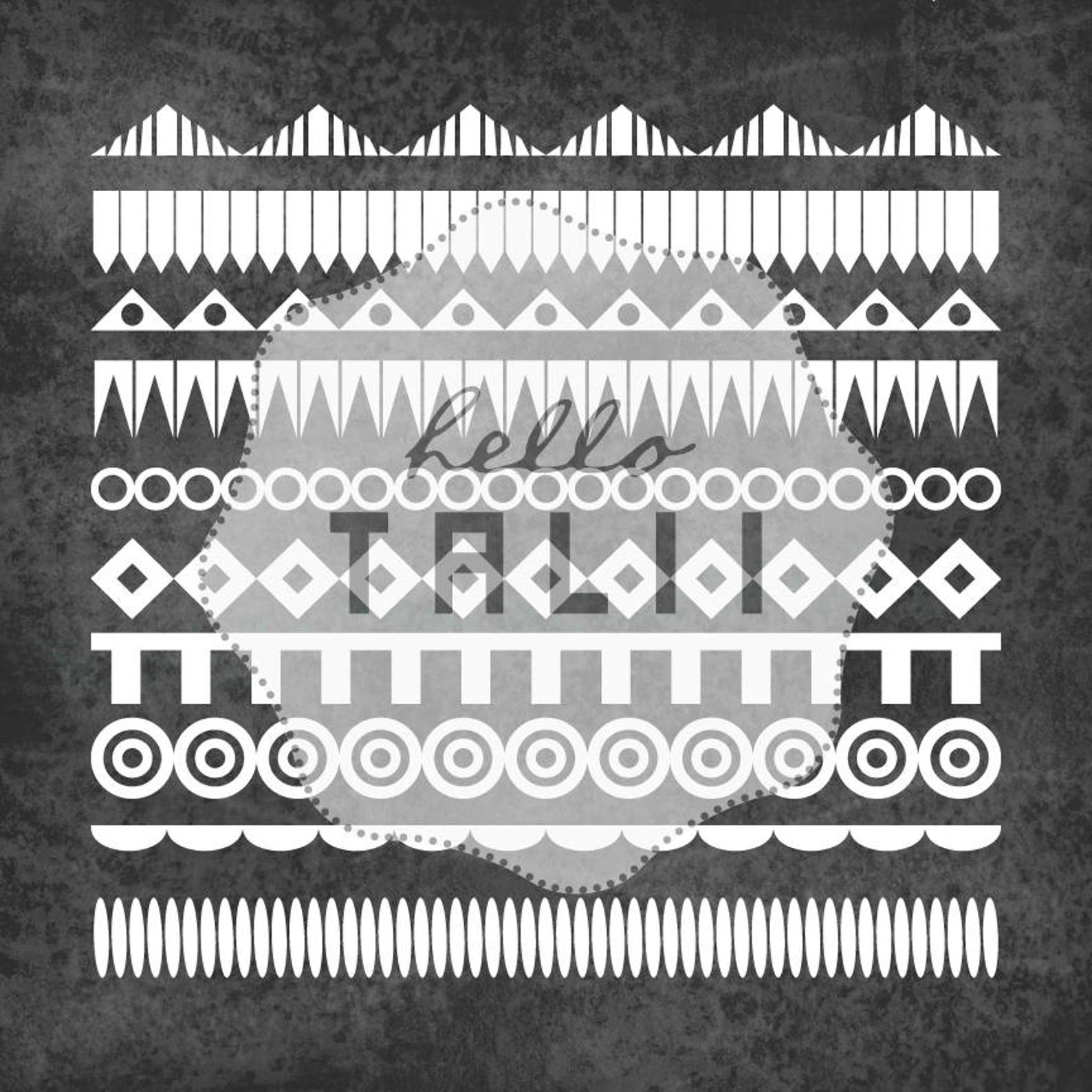 60 AZTEC BORDERS Clip Art- 60 Tribal Digital Borders in White+ 1 Black ...