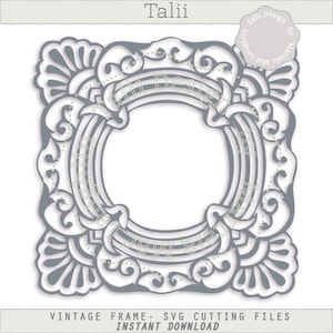 Frame SVG cut- VINTAGE FRAME Die Cut Digital Svg Dxf Studio3 Cutting Files for Silhouette Cricut Sure Cuts Scrapbook Embellishment Cards