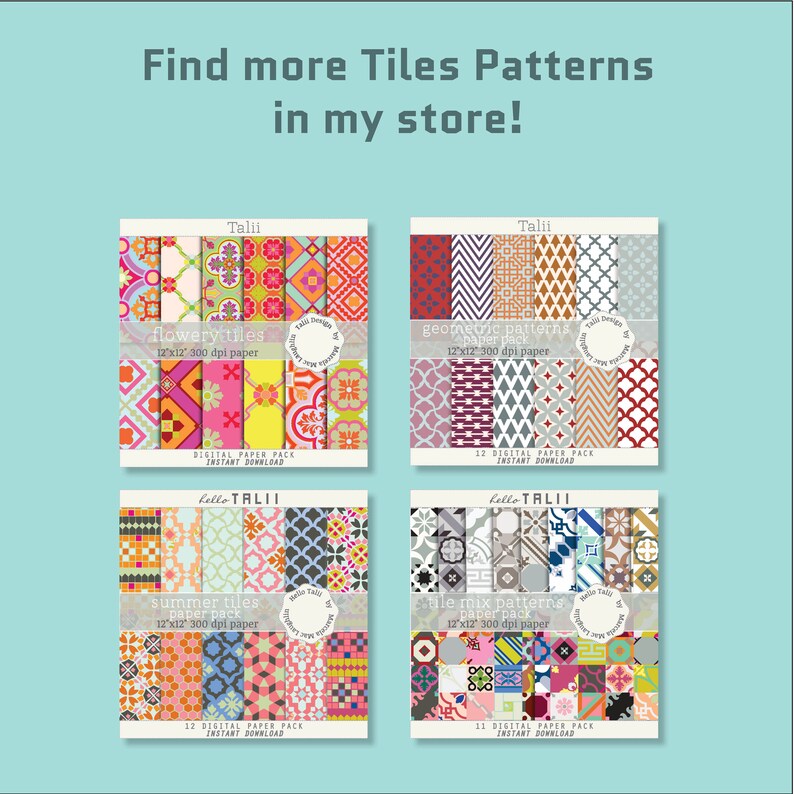 Vintage moroccan tiles Floral backgrounds Pastel colors peach teal pink white for Weddings birthdays baby showers MOSAICS Digital Paper