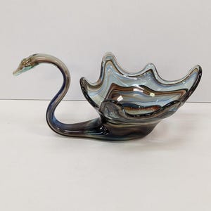 Vintage 1970&#39;s Hand Blown Glass Swan