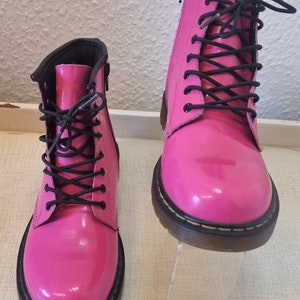 Pink Patent Dr. Martens Vintage Model Air Walk Pink Patent Boots Size UK 3 EU 36 Patent Pink Leather With Zipper Brand New image 1