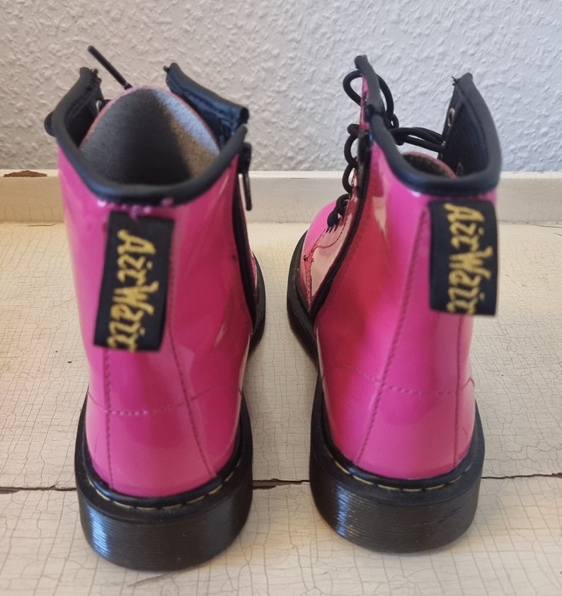 Pink Patent Dr. Martens Vintage Model Air Walk Pink Patent Boots Size UK 3 EU 36 Patent Pink Leather With Zipper Brand New image 4