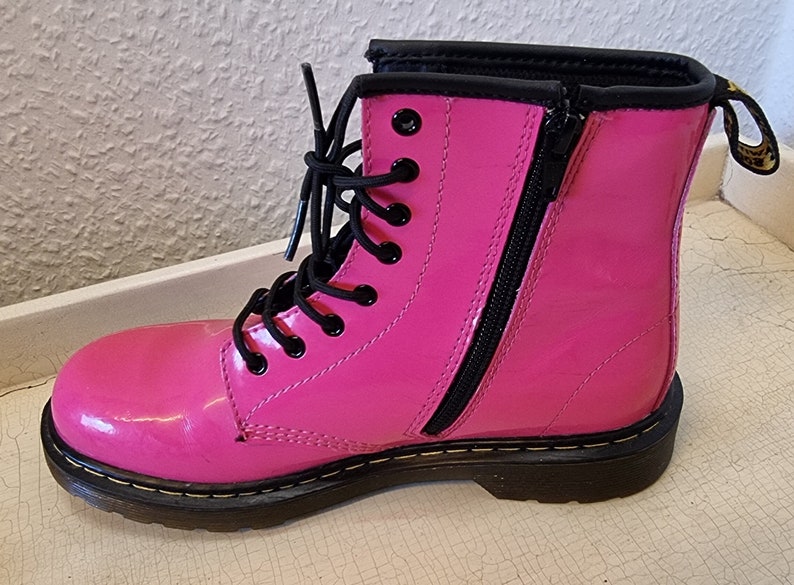Pink Patent Dr. Martens Vintage Model Air Walk Pink Patent Boots Size UK 3 EU 36 Patent Pink Leather With Zipper Brand New image 6