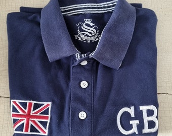 VTG Heren Groot-Brittannië poloshirt geborduurd GBR en vlag 15 en 20 op de mouwen Maat M SAMS 1995