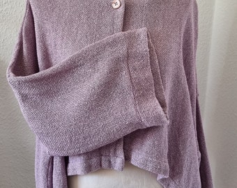 Vtg Masai Kimono Sleeves Oversized Short Jacket Bolero Women's Cotton Coat Light Purple Made in India