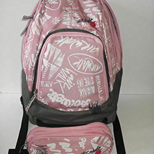 Vintage Pink Backpack & Matching Pencil Case Pink Backpack - Air Walk Set of 2 pcs - Brand New With Tags